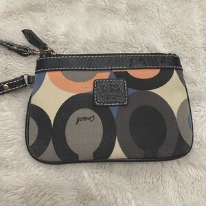 Coach Multicolor Circle Pattern Signature Wristlet